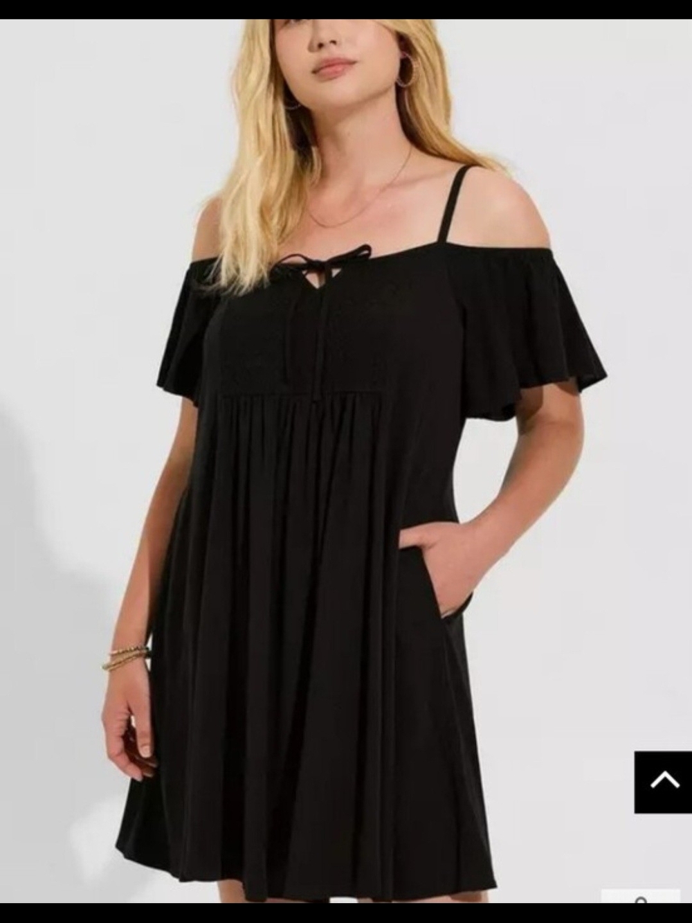 torrid Black Tie-Front V-Neck Dress